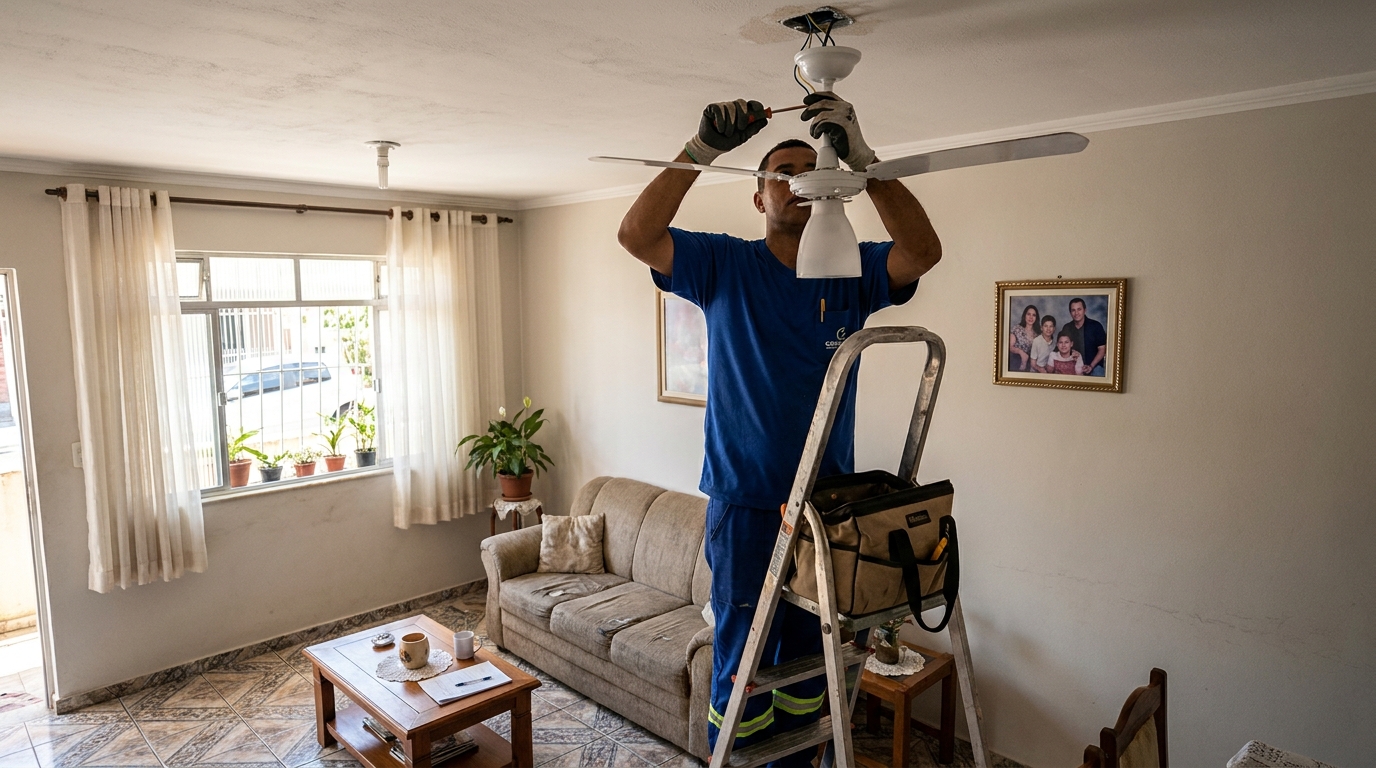 Instalacao de ventilador de teto residencial em Guarapari‑ES