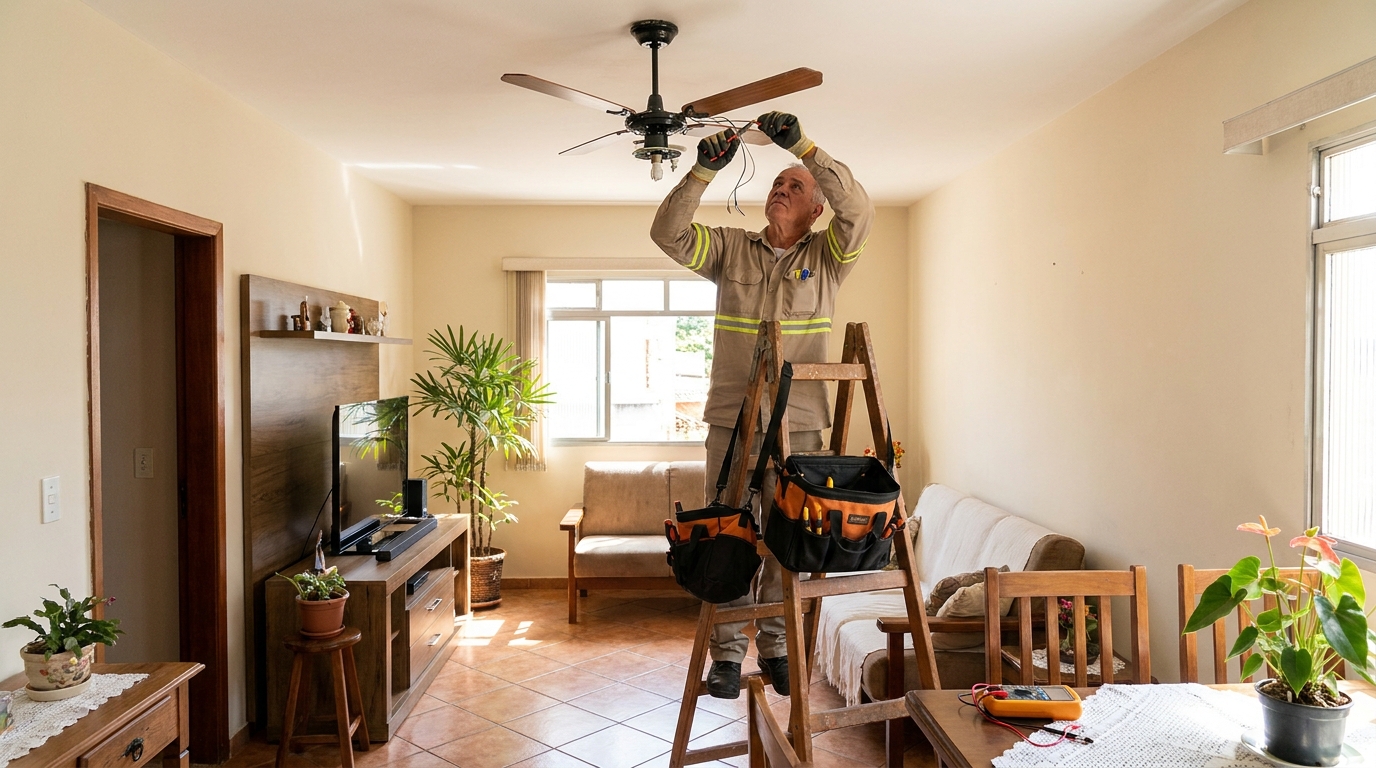 Montagem de ventilador de teto em Guarapari‑ES